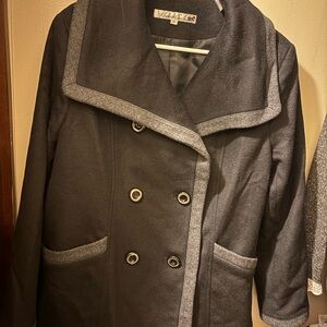 Kenneth Cole Black and Gray Pea Coat 2010